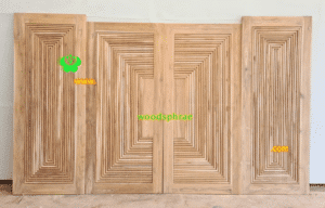 ประตูบานคู่ไม้สัก ประตูบ้านไม้สัก BB236.1 90-200, 80-208 B+ คิ้วกลม