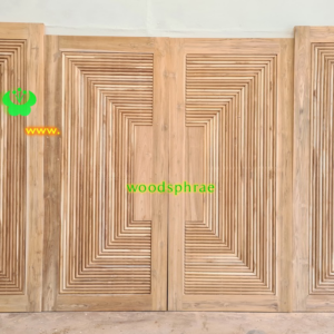 ประตูบานคู่ไม้สัก ประตูบ้านไม้สัก BB236.1 90-200, 80-208 B+ คิ้วกลม